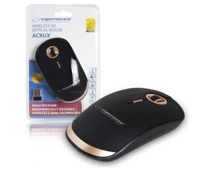 Esperanza EM127 Acrux Mouse 4D Wireless Optical Ασύρματο Ποντίκι Υπολογιστή - Black