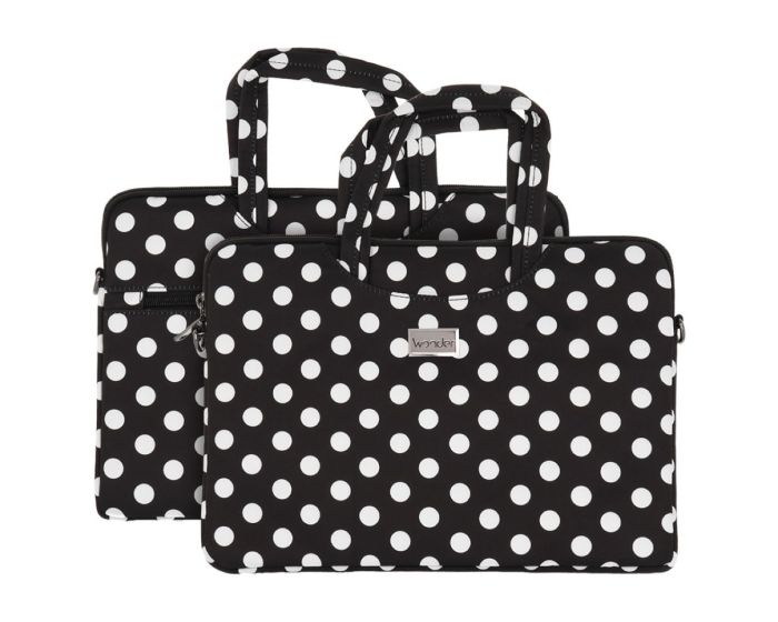Wonder Briefcase Θήκη Τσάντα για Macbook / Laptop 13" - 14" Black Polka Dot
