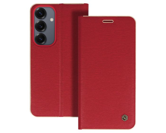 Wonder Frame PU Leather Wallet Case Θήκη Πορτοφόλι με Δυνατότητα Stand - Red (Samsung Galaxy S25 Ultra)