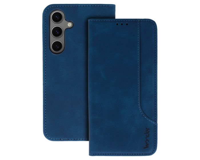 Wonder Prime PU Leather Wallet Case Θήκη Πορτοφόλι με Stand - Navy (Samsung Galaxy S25 Ultra)