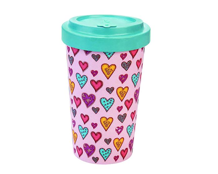 Woodway Bamboo Cup 500ml Οικολογική Κούπα - Candy Hearts Blue
