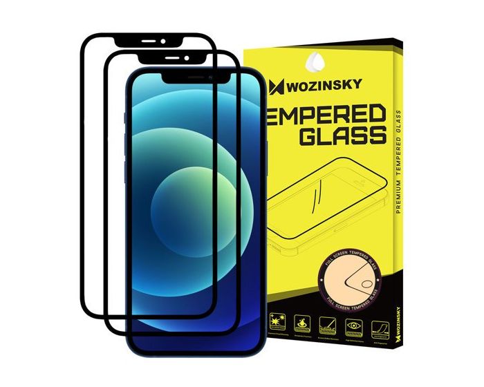 Wozinsky Full Glue Full Face Case Friendly 2Pack Black Αντιχαρακτικό Γυαλί 9H Tempered Glass (iPhone 12 / 12 Pro)