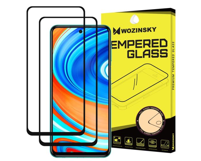 Wozinsky Full Glue Full Face Case Friendly 2Pack Black Αντιχαρακτικό Γυαλί 9H Tempered Glass (Xiaomi Redmi Note 9s / 9 Pro / 9 Pro Max)