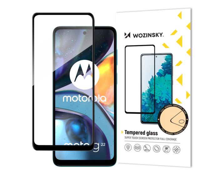 Wozinsky Full Glue Full Face Case Friendly Black Αντιχαρακτικό Γυαλί 9H Tempered Glass (Motorola Moto G22)