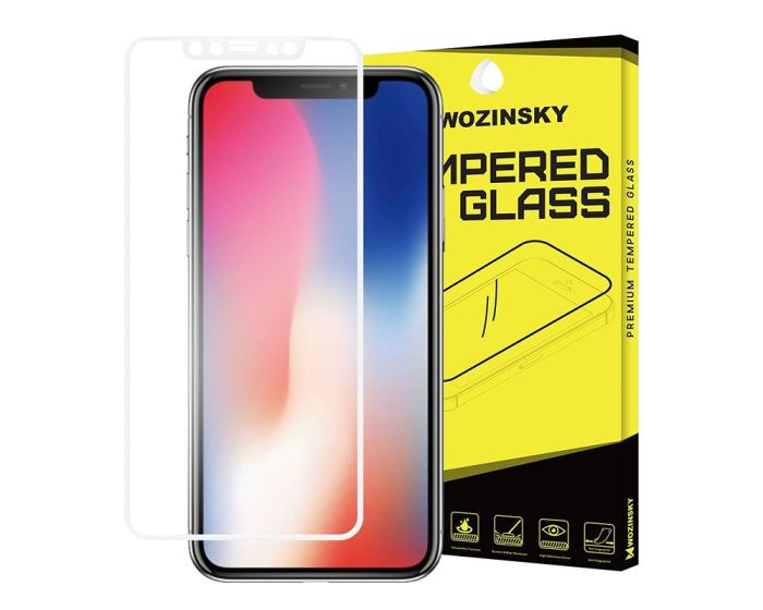 WOZINSKY Full Screen 9H Tempered Glass Screen Protector - White (iPhone X / Xs)