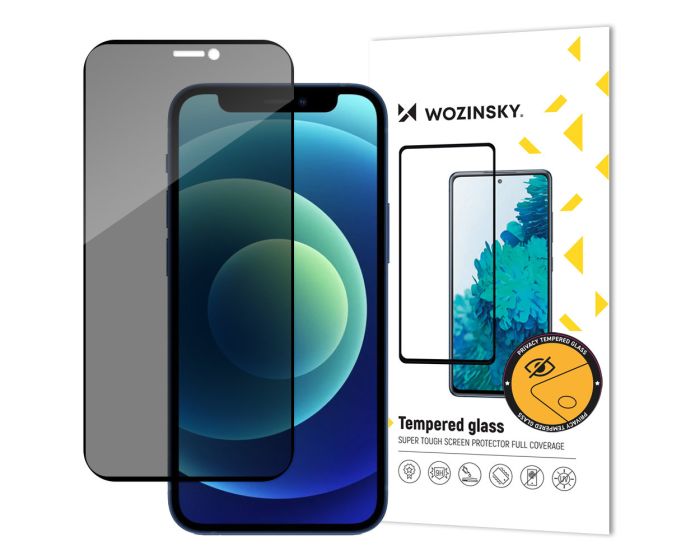 Wozinsky Privacy 3D Full Glue Full Face Αντιχαρακτικό Γυαλί Tempered Glass Black Frame (iPhone 12 / 12 Pro)