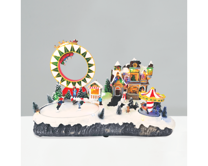 ACA Led Snowy Amusement Park with Motion and Music (X0324) Χριστουγεννιάτικο Χωριό - RGB