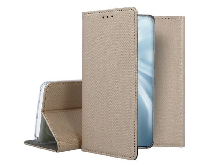 Forcell Smart Book Case με Δυνατότητα Stand Θήκη Πορτοφόλι Gold (Huawei P Smart 2021)