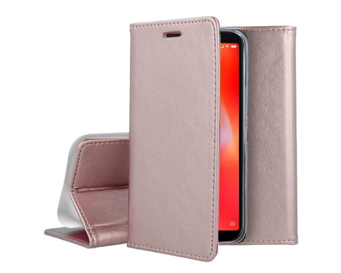 Forcell Magnet Wallet Case Θήκη Πορτοφόλι με δυνατότητα Stand Rose Gold (Xiaomi Redmi 6)