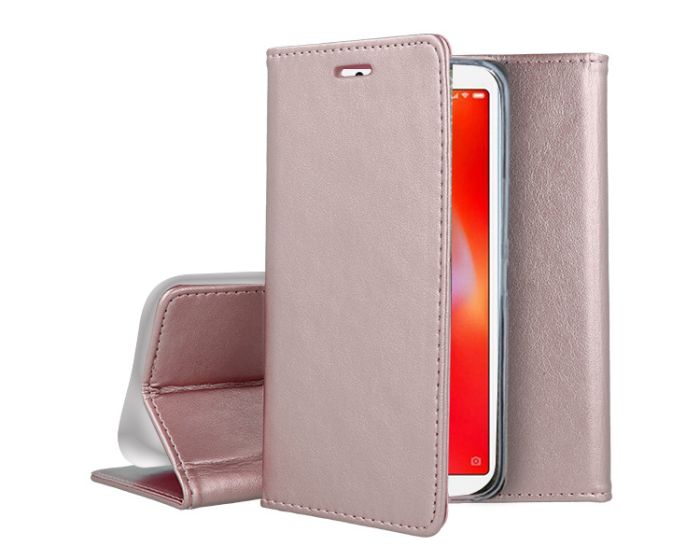 Forcell Magnet Wallet Case Θήκη Πορτοφόλι με δυνατότητα Stand Rose Gold (Xiaomi Redmi 6A)