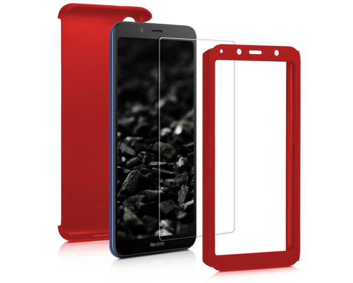 360 Full Cover Case & Tempered Glass - Red (Xiaomi Redmi 7A)