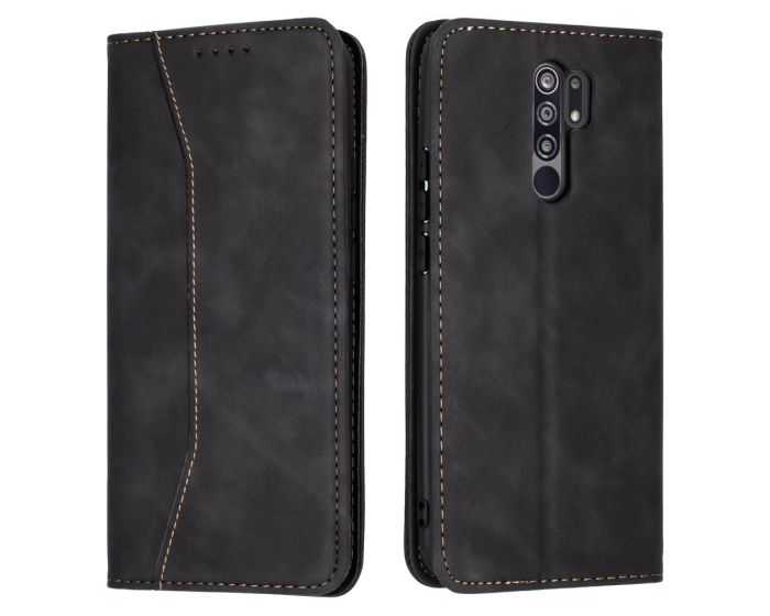 Bodycell PU Leather Book Case Θήκη Πορτοφόλι με Stand - Black (Xiaomi Redmi 9)