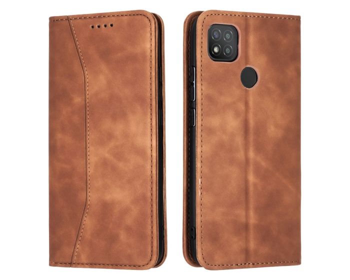 Bodycell PU Leather Book Case Θήκη Πορτοφόλι με Stand - Brown (Xiaomi Redmi 9C)