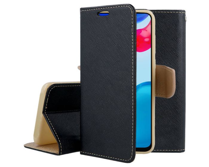 Tel1 Fancy Diary Case Θήκη Πορτοφόλι με δυνατότητα Stand Black / Gold (Xiaomi Redmi Note 11 / 11S 4G)