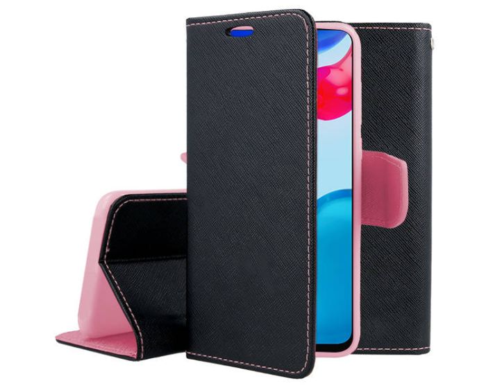 Tel1 Fancy Diary Case Θήκη Πορτοφόλι με δυνατότητα Stand Black / Pink (Xiaomi Redmi Note 11 / 11S 4G)