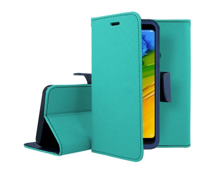 Tel1 Fancy Diary Case Θήκη Πορτοφόλι με δυνατότητα Stand Mint / Navy (Xiaomi Redmi Note 5)