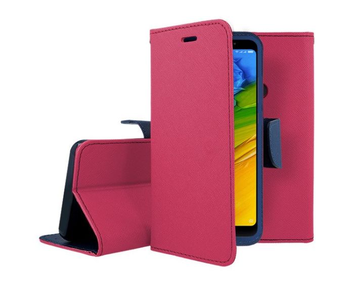 Tel1 Fancy Diary Case Θήκη Πορτοφόλι με δυνατότητα Stand Pink / Navy (Xiaomi Redmi Note 5)