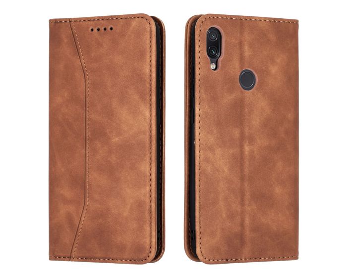 Bodycell PU Leather Book Case Θήκη Πορτοφόλι με Stand - Brown (Xiaomi Redmi Note 7 / Note 7 Pro)