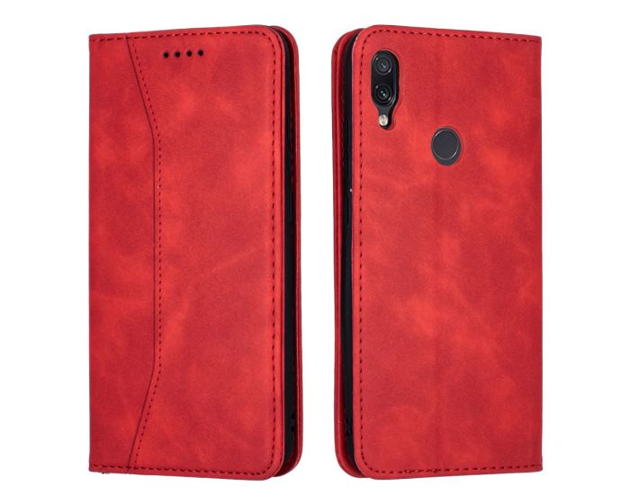 Bodycell PU Leather Book Case Θήκη Πορτοφόλι με Stand - Red (Xiaomi Redmi Note 7 / Note 7 Pro)
