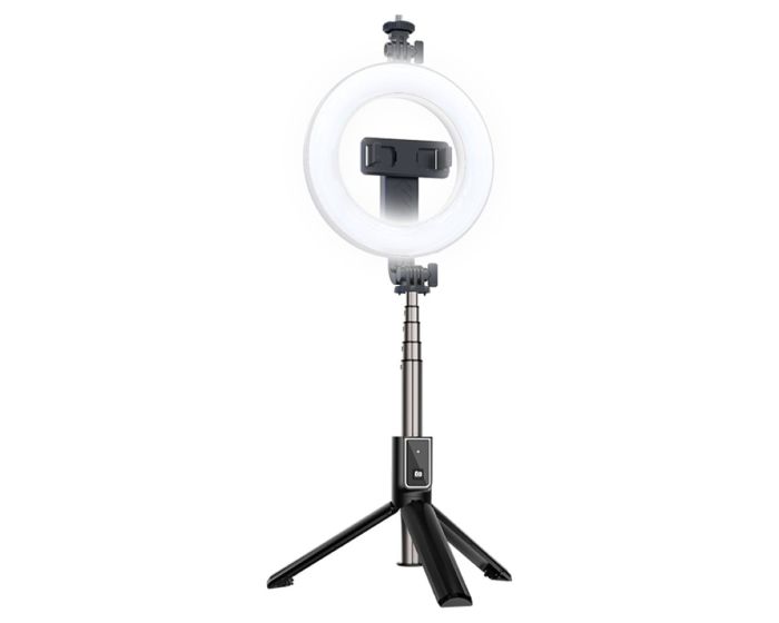 XO SS12 Selfie Stick 95cm with Tripod and Led Ring Light για Κινητά - Black