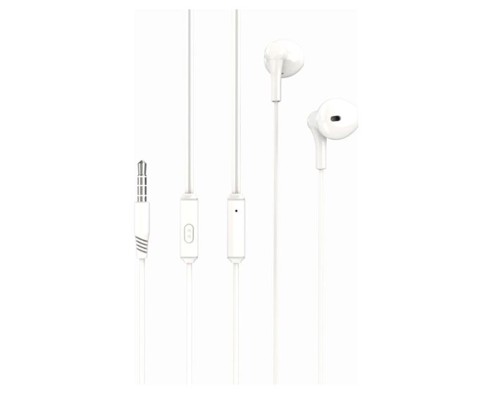 XO EP39 Earphones Stereo 3.5mm Mini Jack Ακουστικά με Ενσωματωμένο Μικρόφωνο - White