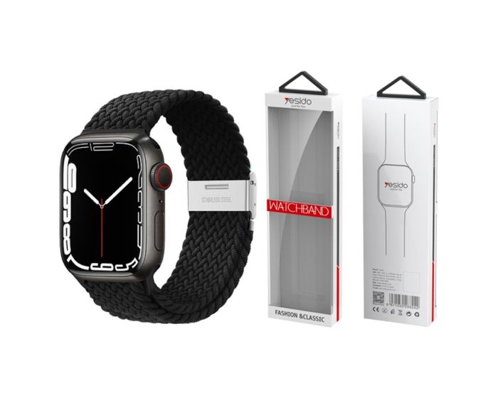 Yesido WB23 Braided Strap Black - Υφασμάτινο Λουράκι Apple Watch 40/41/42mm (4/5/6/7/8/9/10/11/SE) - MT83063