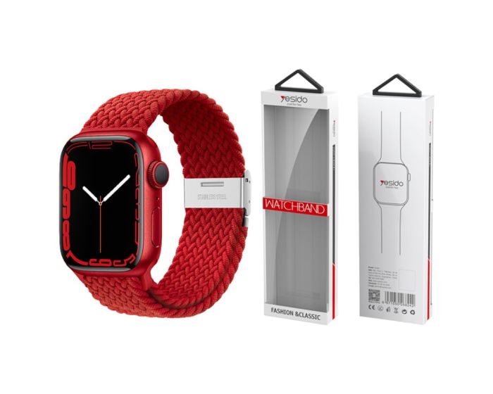 Yesido WB23 Braided Strap Red - Υφασμάτινο Λουράκι Apple Watch 40/41/42mm (4/5/6/7/8/9/10/11/SE) - MT83064