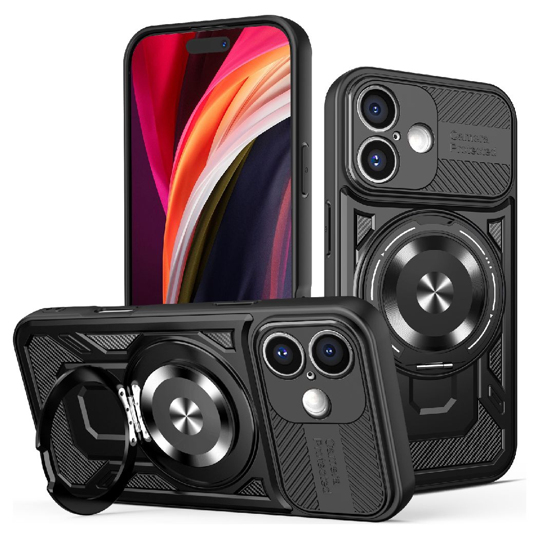 Defender Armor Mag Case with Stand Θήκη Συμβατή με MagSafe Black (iPhone 16)