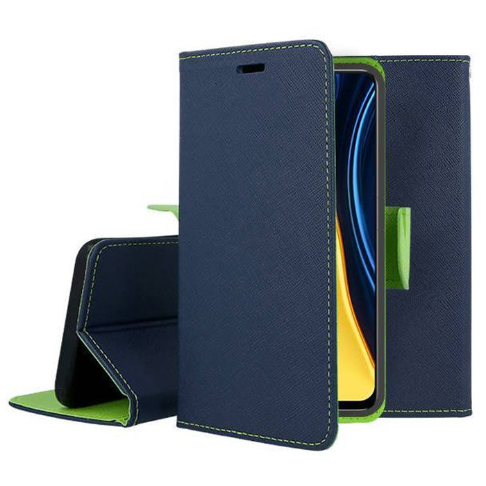 Tel1 Fancy Diary Case Θήκη Πορτοφόλι με δυνατότητα Stand Navy / Lime (Xiaomi 12 Pro)