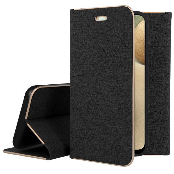 Forcell Luna Wallet Case Θήκη Πορτοφόλι με Δυνατότητα Stand - Black (Samsung Galaxy A12) - MT65981