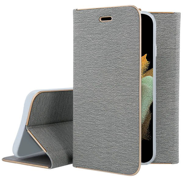 Forcell Luna Wallet Case Θήκη Πορτοφόλι με Δυνατότητα Stand - Silver (iPhone 14 Pro Max) - MT65996