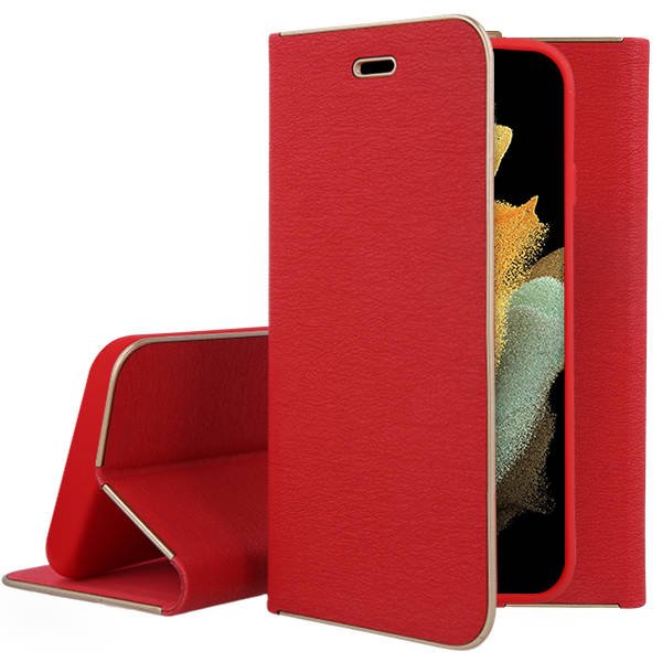 Forcell Luna Wallet Case Θήκη Πορτοφόλι με Δυνατότητα Stand - Red (Samsung Galaxy S23) - MT65952
