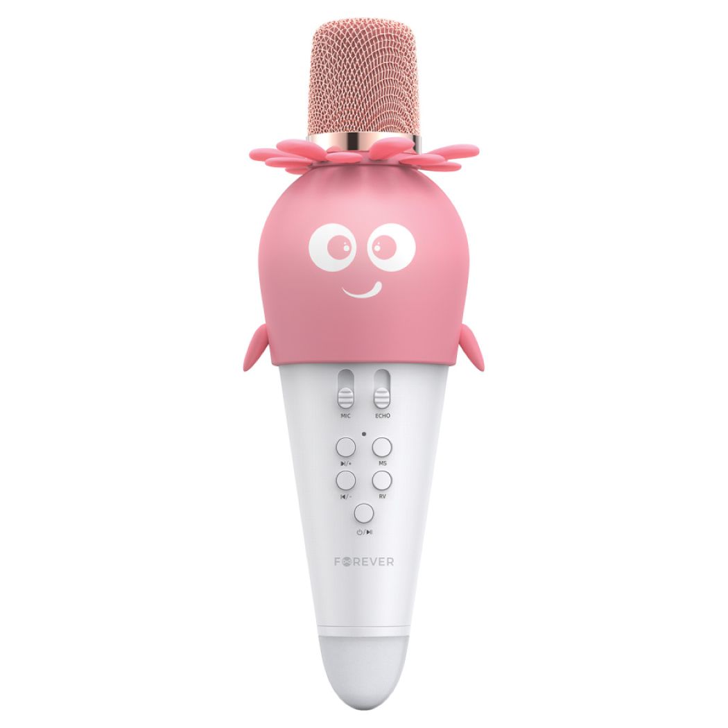 Forever AMS-200 Microphone with Bluetooth Speaker Ασύρματο Μικρόφωνο Karaoke - Pink