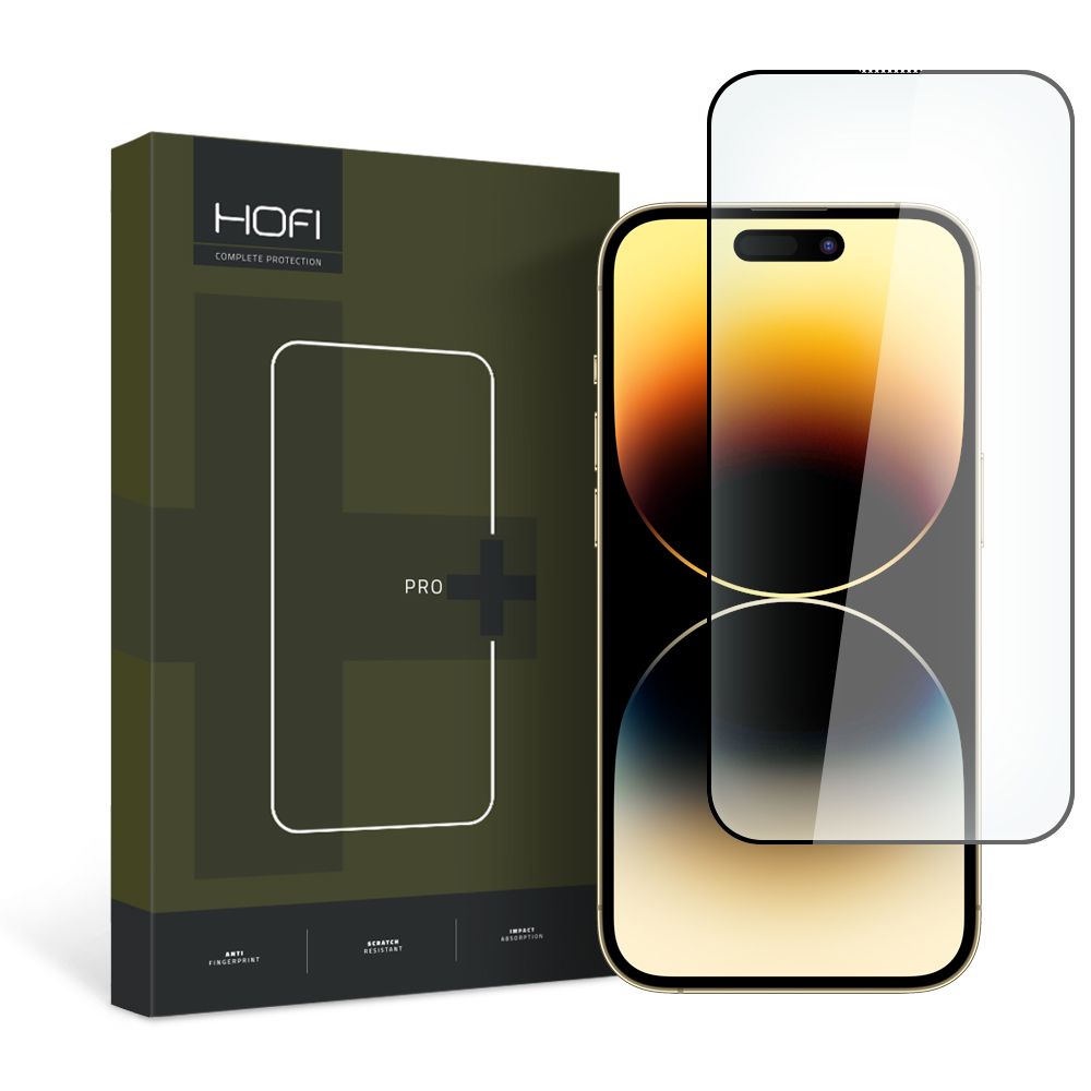 Hofi Glass Pro+ 9H Tempered Glass Screen Prοtector Black (iPhone 15 Pro)