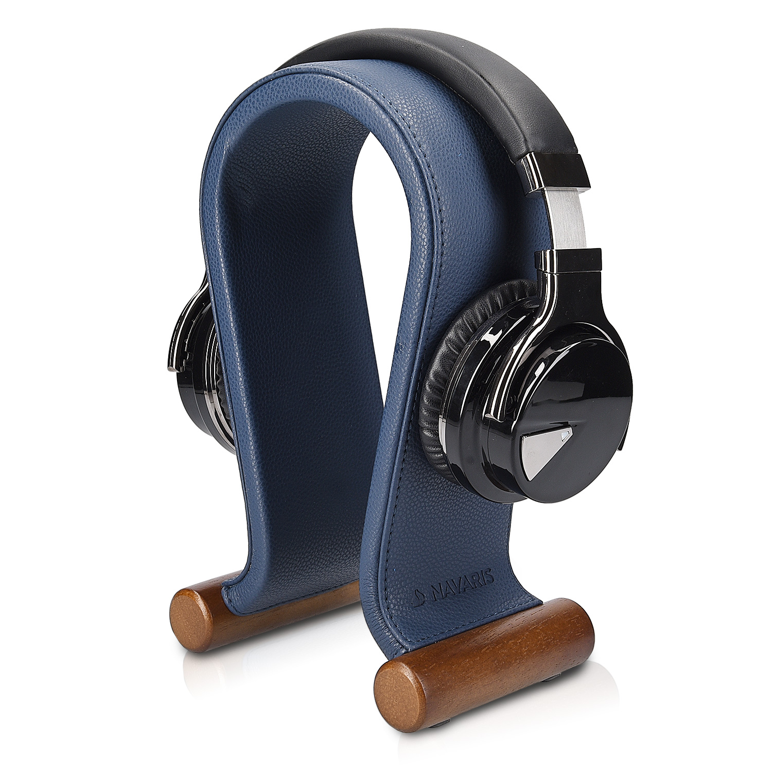 Navaris Omega Headphone Stand Ξύλινη Βάση Στήριξης Ακουστικών με Κάλυμμα από Συνθετικό Δέρμα (48110.04) Μπλε