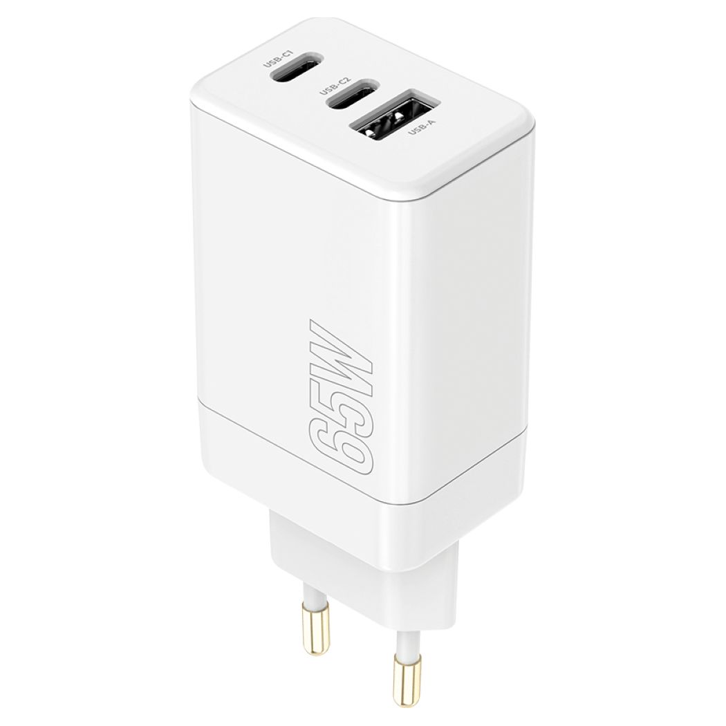 Maxlife MXTC-08-65ACC Charger USB / 2xType-C QC PD 65W Αντάπτορας Φόρτισης Τοίχου - White - MT80793