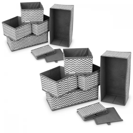 Navaris Foldable Fabric Storage Boxes Set of 12 (49052.10) Κουτιά Οργάνωσης - Zigzag