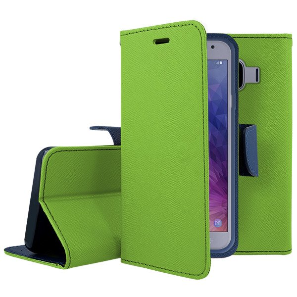 Tel1 Fancy Diary Case Θήκη Πορτοφόλι με δυνατότητα Stand Lime / Navy (Samsung Galaxy J4 2018)