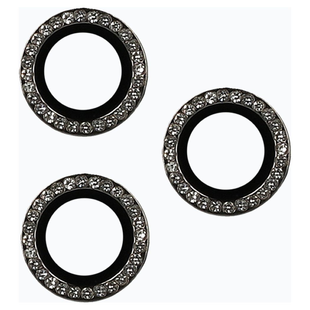 Hard Diamond Camera Lens Tempered Glass Prοtector Black (iPhone 15 Pro / 15 Pro Max)