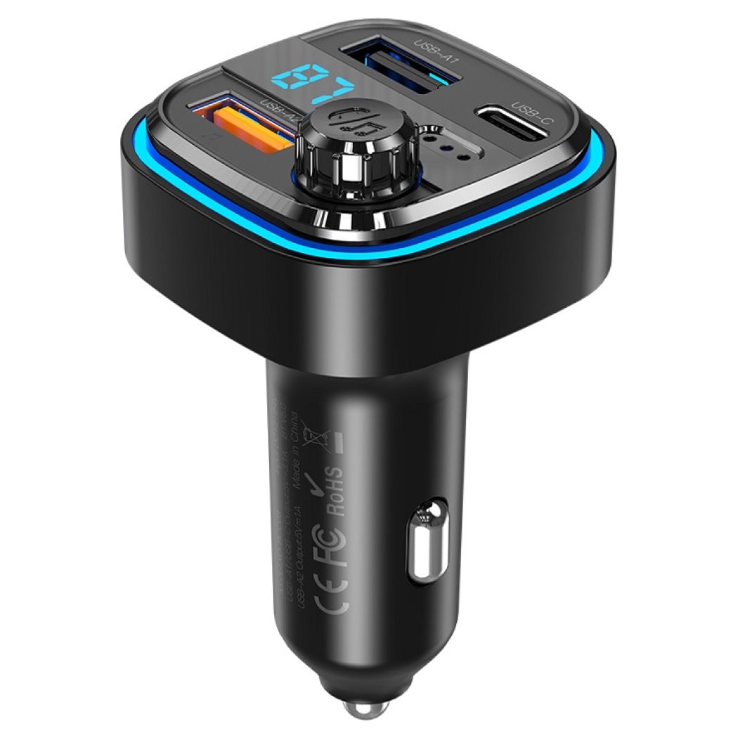 XO BCC08 FM Transmitter Car Charger 2xUSB + Type C 3,1A Φορτιστής Αυτοκινήτου Black - MT80312